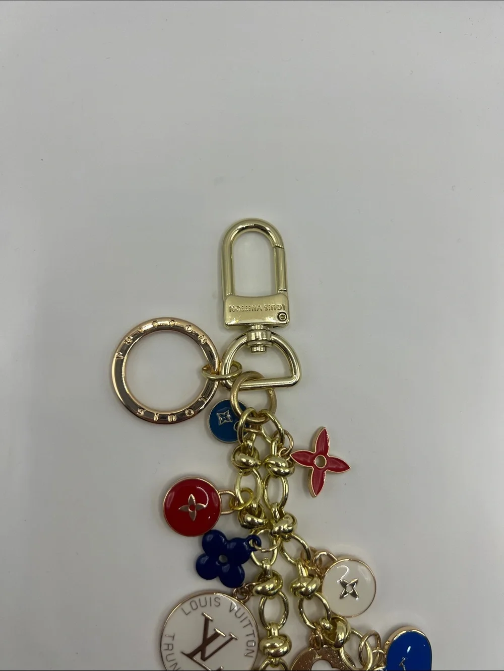 1432. Red , Blue & White Enamel Logo Charm Key Holder